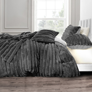 Plush Supersoft Jumbo Cord Cosy Bedding Set Charcoal
