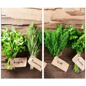 Set of 2 Chopping Boards Herbs Design Heat Resistant Hob Covers