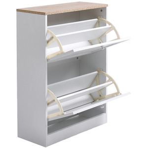 Wooden 2 Drawer Flip Down Shoe Cabinet