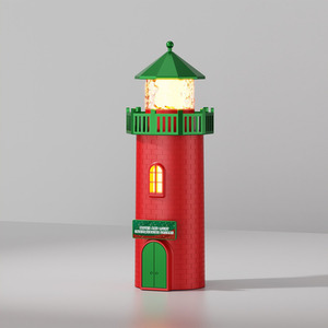 Red Christmas Lighthouse Shaped Night Light shot 11396275