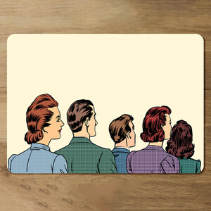 A crowd of spectators stand back retro style pop art Designer Placemat Set