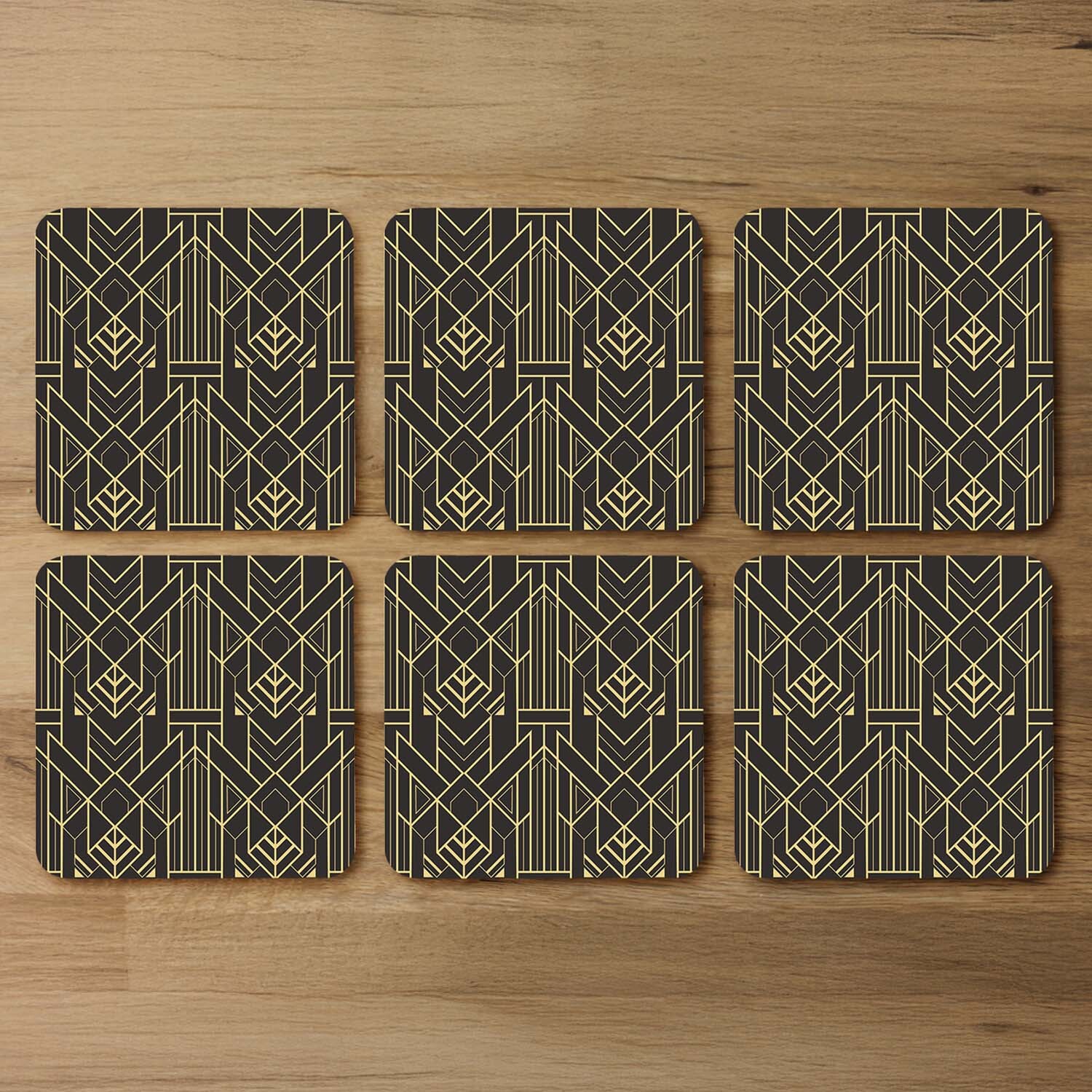 Golden Lined Shape Coaster - Brown