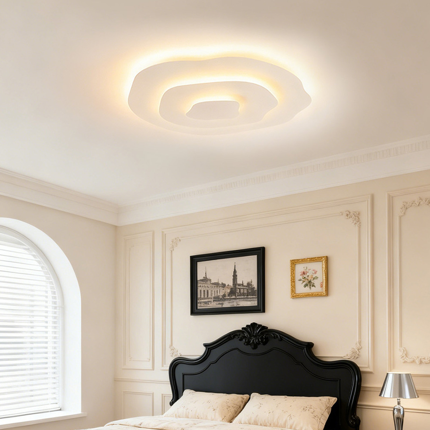 Livingandhome 40w Led Multi-layered Ring Ceiling Light With Remote Control - White