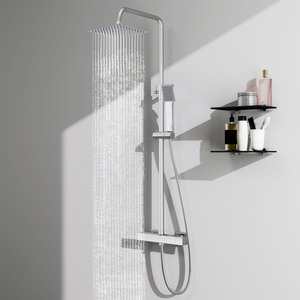 Aica Bathroom Brass Thermostatic Mixer Shower Set with Twin Head