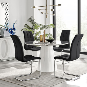 Palma White Marble Effect Dining Table and 4 Murano Chairs