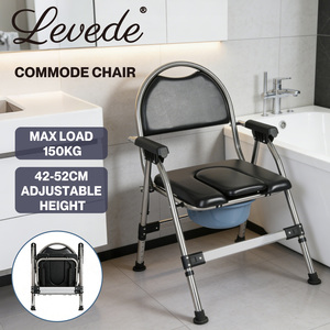 Levede Folding Commode Chair Adjustable Height Toilet Shower Seat