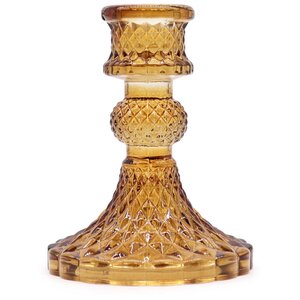Vintage Amber Dinner Candle Holder Antique Style, Warm Ambiance