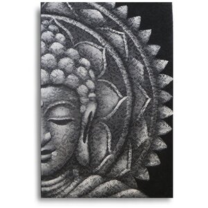 Grey Half Buddha Mandala Wall Art - Handcrafted Bali Decor