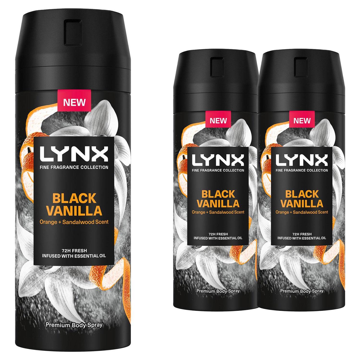 Lynx Fresh Fragrance Black Vanilla Body Spray 150ml 3 Pack Mens Deodorant - Image 5