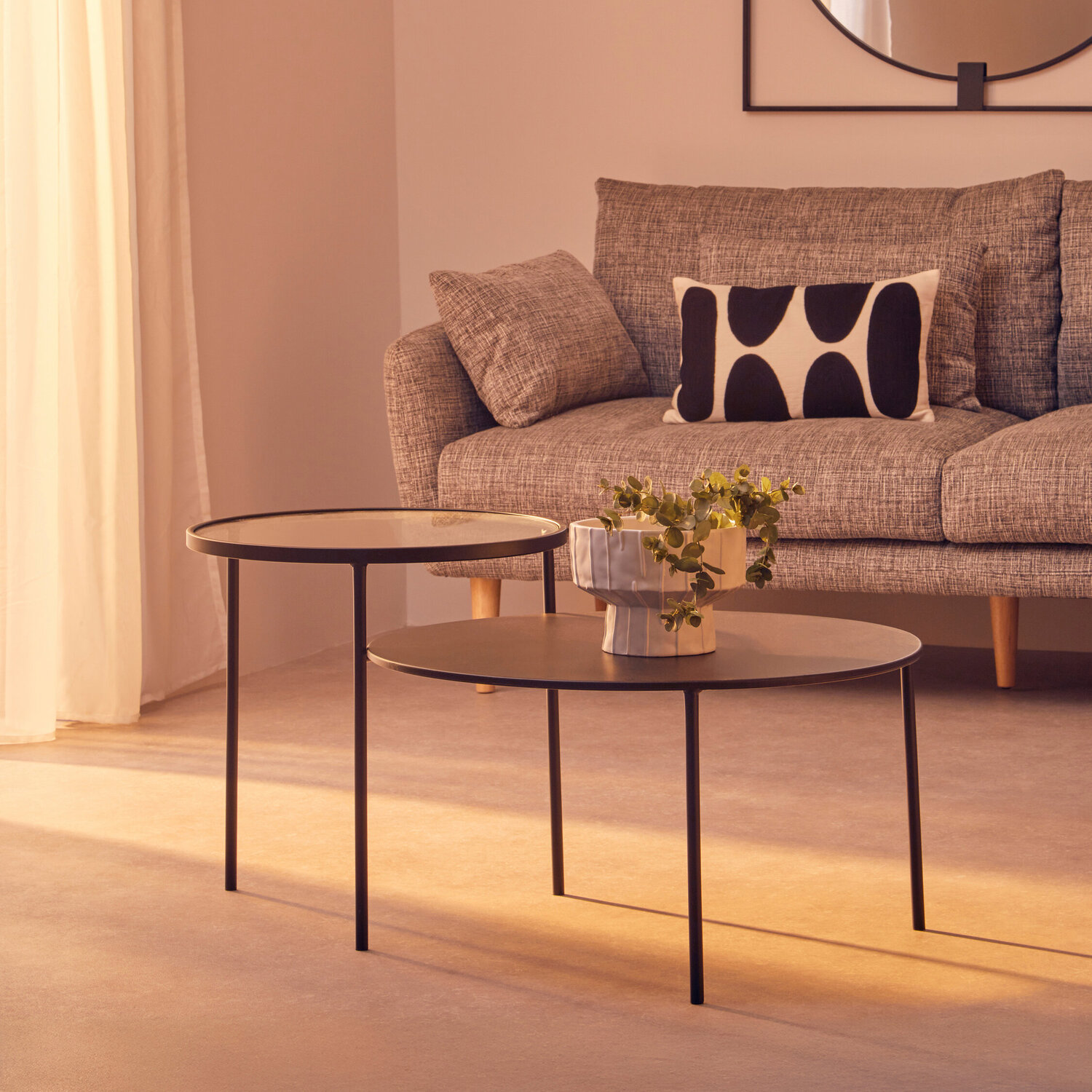 Trento Black Metal and Glass 2 Tier Coffee Table - Black