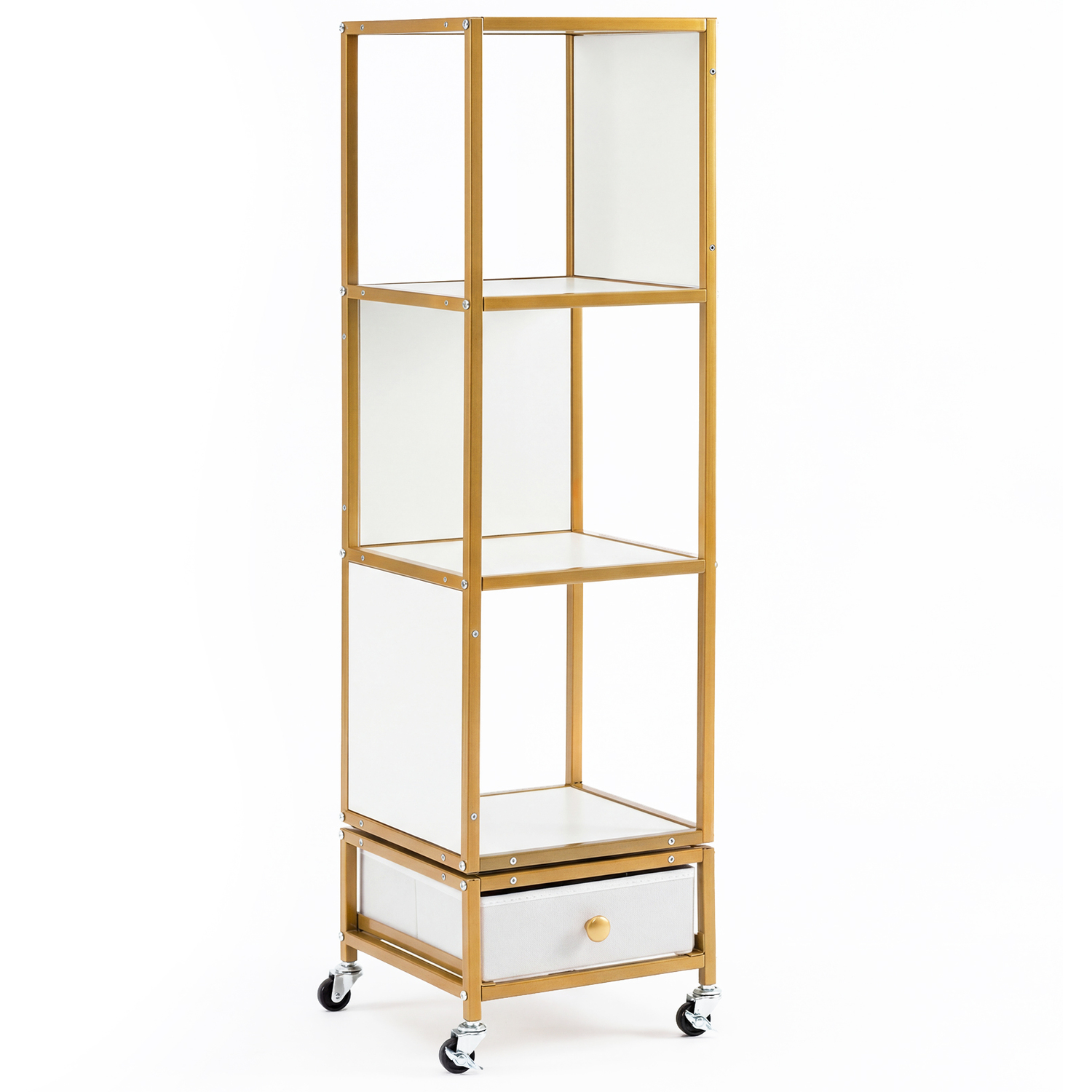 Costway 4-Tier Rotating Bookshelf On Wheels - White