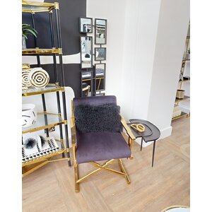 Hendricks Black Velvet Chair with Gold Cross Legs