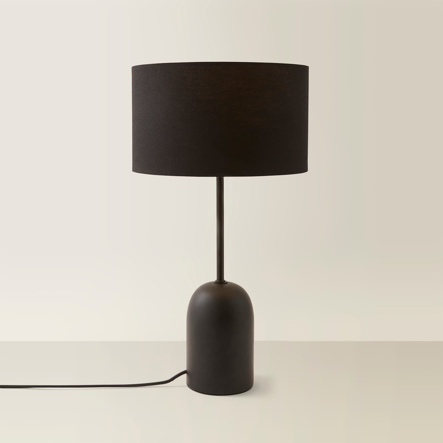 Valuelights Kaiden Dome Table Lamp With Drum Shade - Black / No