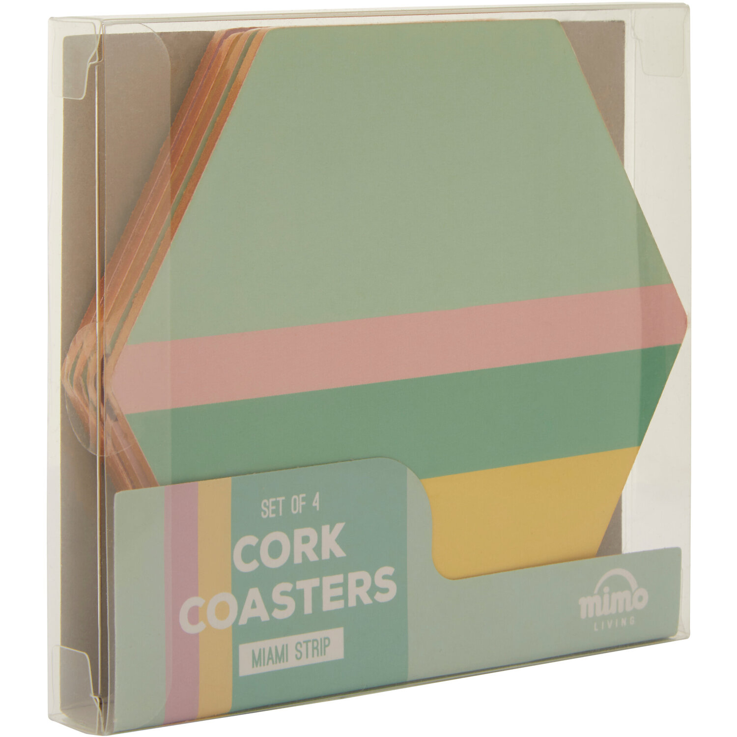 Mimo Set Of Four Miami Stripe Gold Foil Edge Coasters - Multicolour