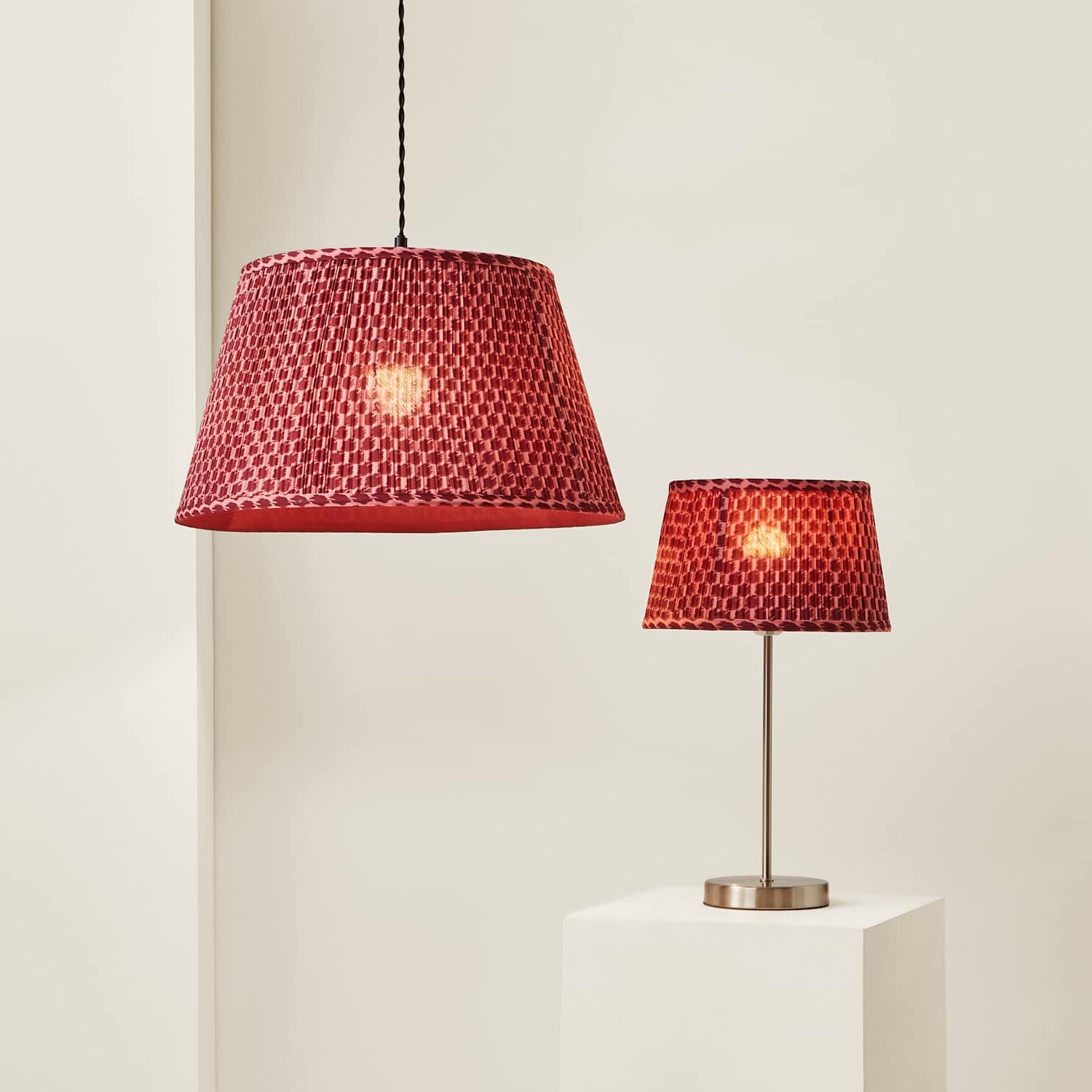Valuelights Malina Pleated Tapered Colour Inner Easy Fit Lamp Shade - Small Dark Teal / Yes - Dark Pink / 25Cm / Yes