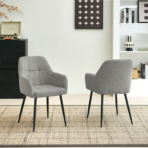 SONARA Modern Dining Chairs Set of 2 - Plush Chenille Upholstery, Ergonomic Curved Back, Metal Legs