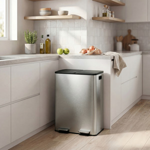 Kitchen Trash Bin, 2 x 8 Gallon (2 x 30 L) Double Pedal Bin
