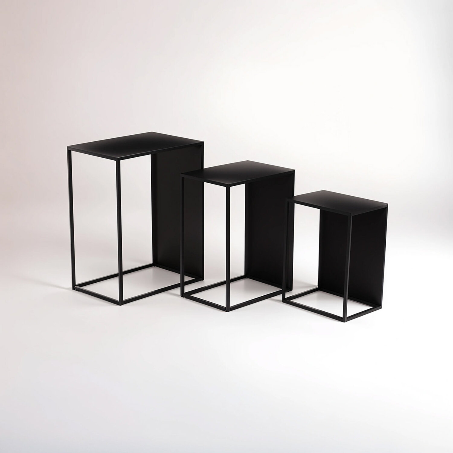 Avento Set Of Three Rectangular Nesting Tables - Black