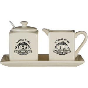 Vintage Home Cream Square Sugar and Milk Set