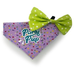 HugglePets Party Pup Dog Bow Tie & Bandana Set  - Purple