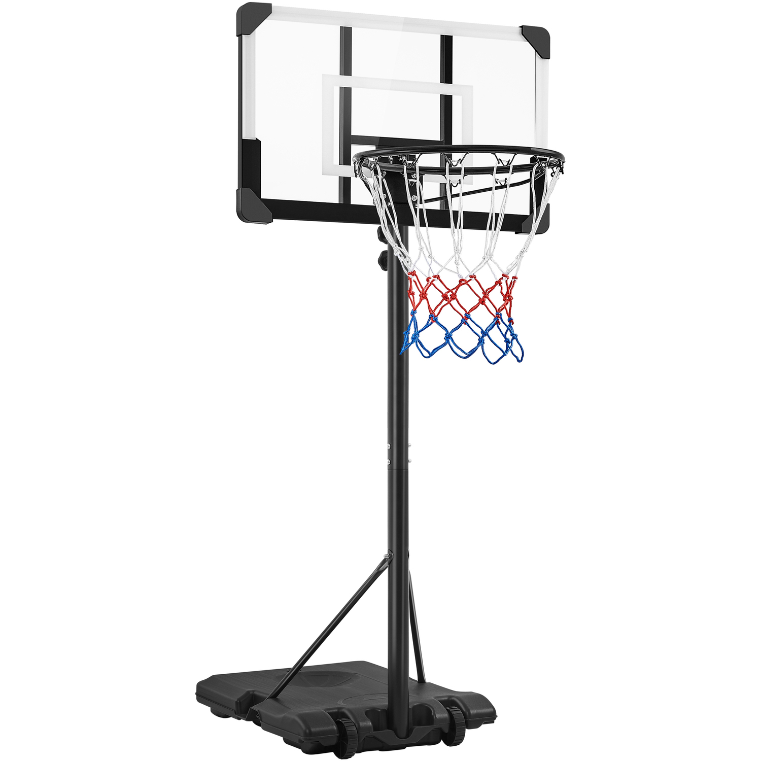 Basketball Hoop with PVC Backboard and Wheels - Black/White