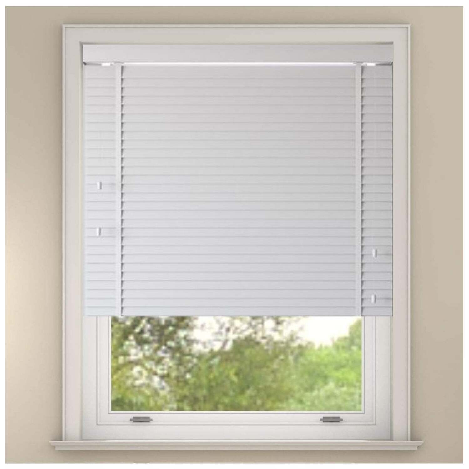 Faux Wood Venetian Blind with tapes - White / 200cm / 180