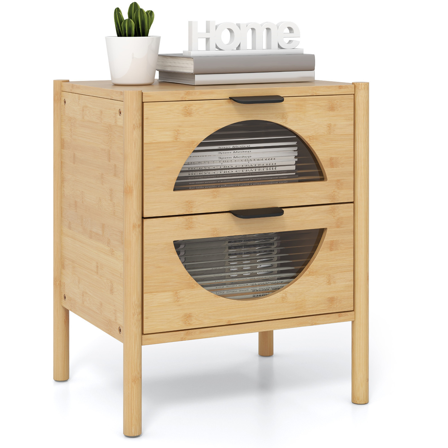 Bamboo Nightstand Bedside Table - Natural