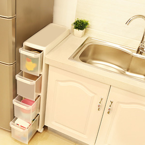 2 Piece 4 Drawer Rolling Storage Shelf White