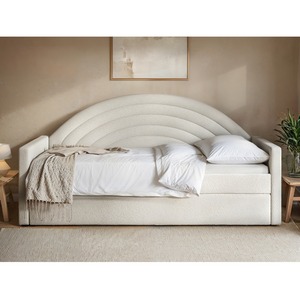 Noa Rainbow Day Bed with Trundle Beige Teddy Fabric