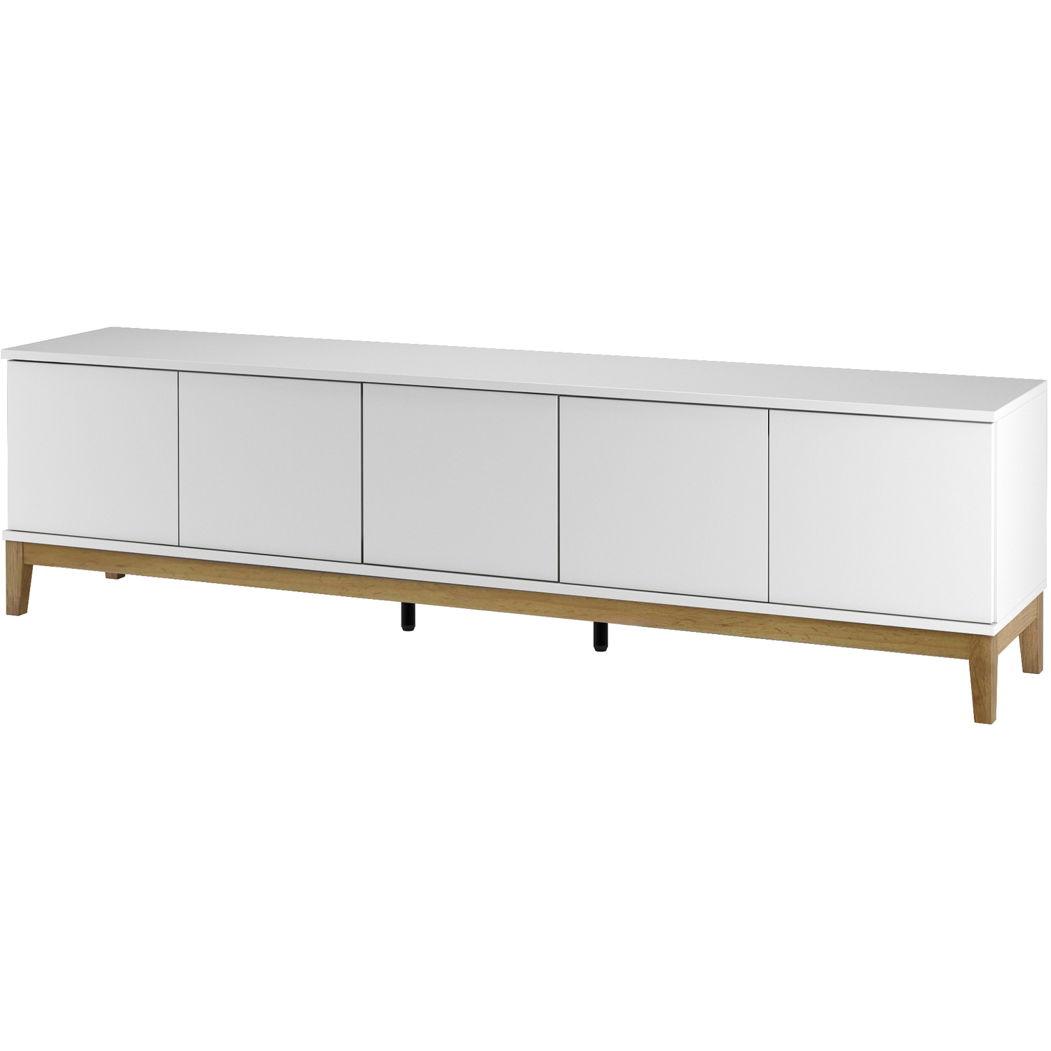 Pelle Lowboard with 5 doors in WhiteWotan Oak - White/Wotan Oak