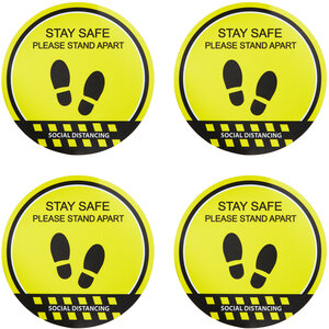 Warning Floor Sticker Stay Safe Please Stand Apart Set of 4