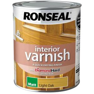 Ronseal Interior Varnish Quick Dry Matt Light Oak 750ml