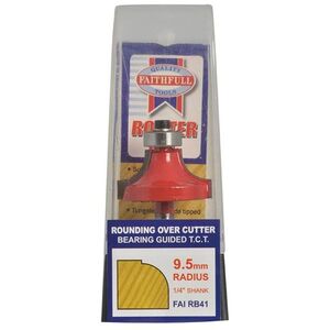 Faithfull Router Bit Tct Rounding Over 15.8mm X 9.5mm 1/4in Shank