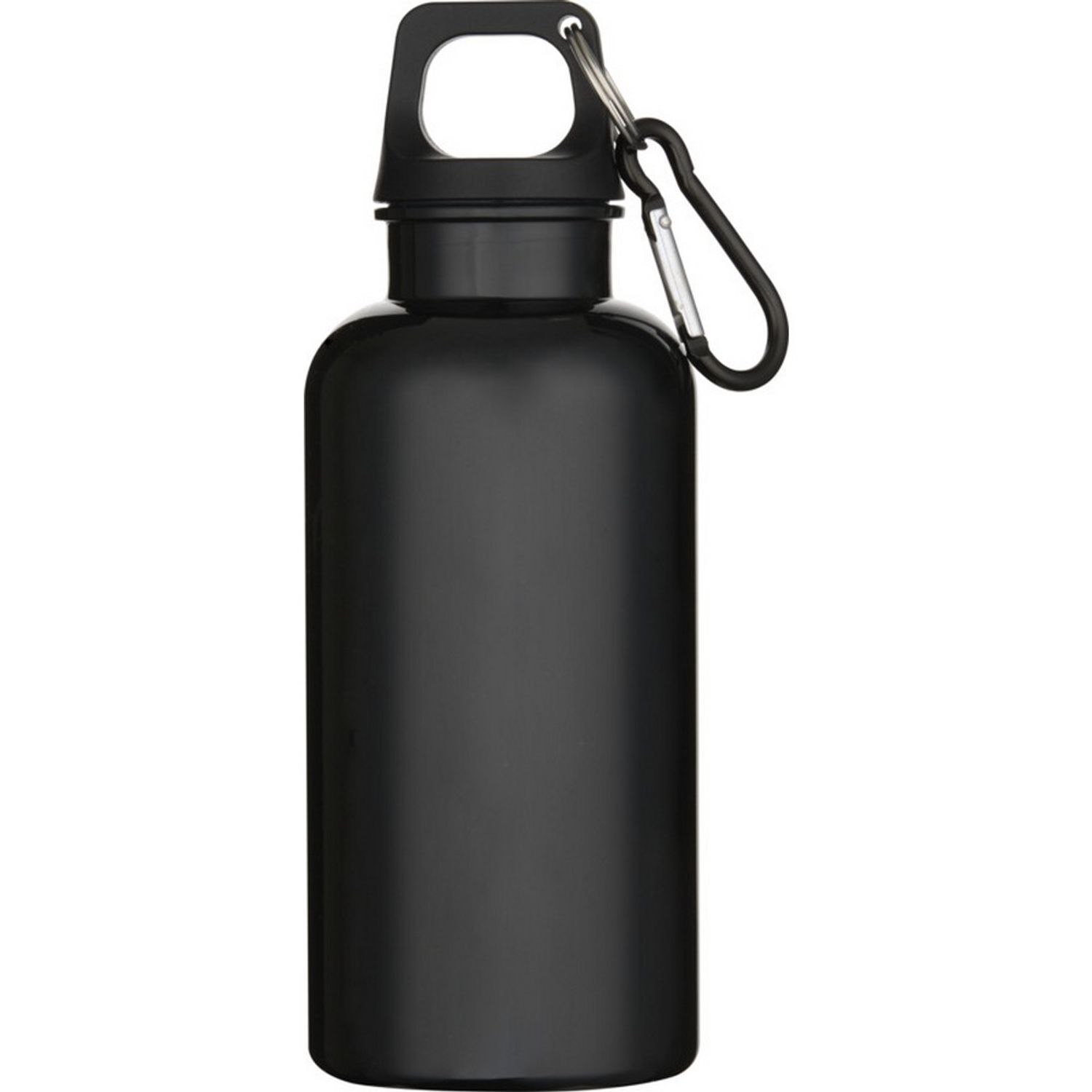 Floso Oregon Solid Recycled Plastic Carabiner Clip 400Ml Water Bottle - Black
