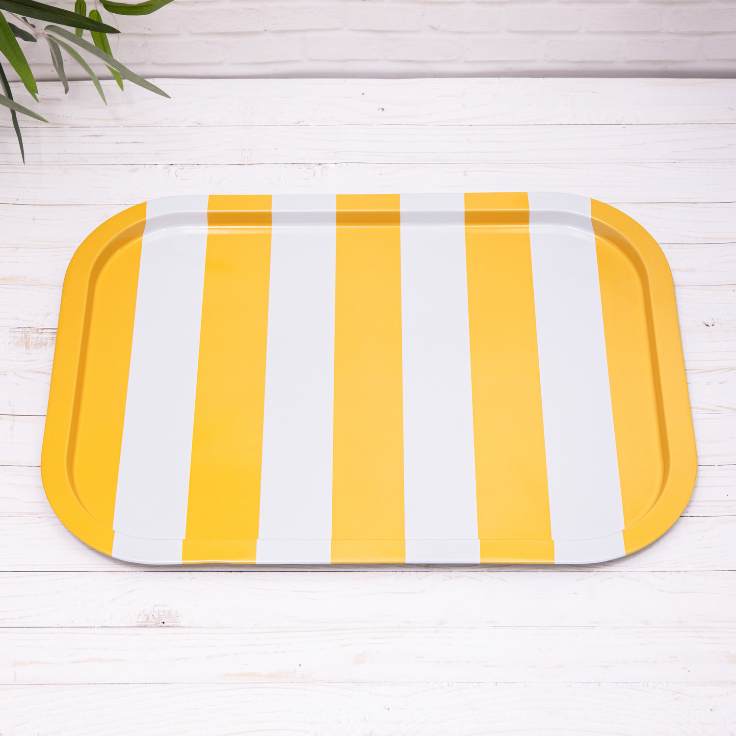 Image of Yellow Green Pink Striped Metal Serving&hellip;