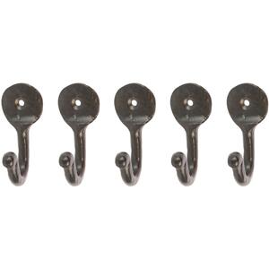 Hammered Round Plate Single Hook - W30mm x H65mm - Black - Pack of 5