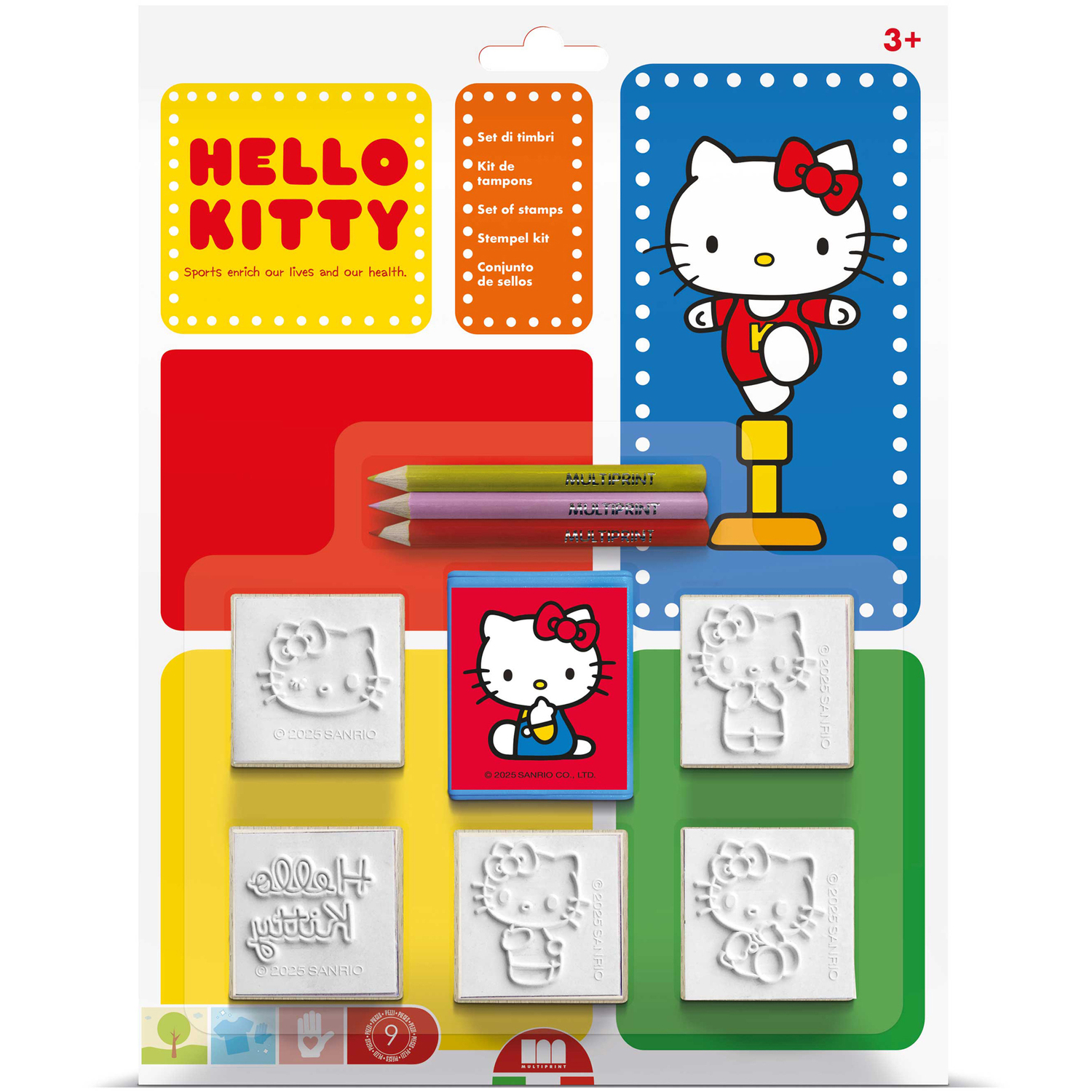 Multiprint Hello Kitty Blister Pack 5 Stamps ¿ Kids Craft & Stationery Set - Red