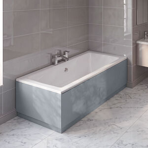 700mm Straight Reversible Bath End Panel and Plinth - Satin Grey