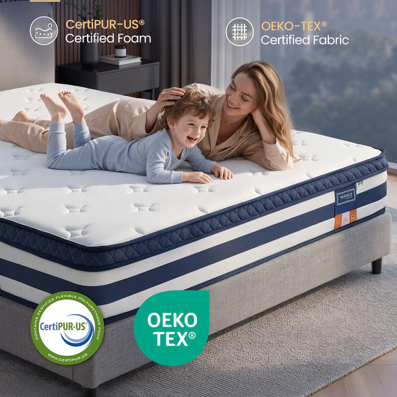 VASAGLE Sprung Mattress with Cooling Gel Memory Foam, 200 x 150 x 25 cm