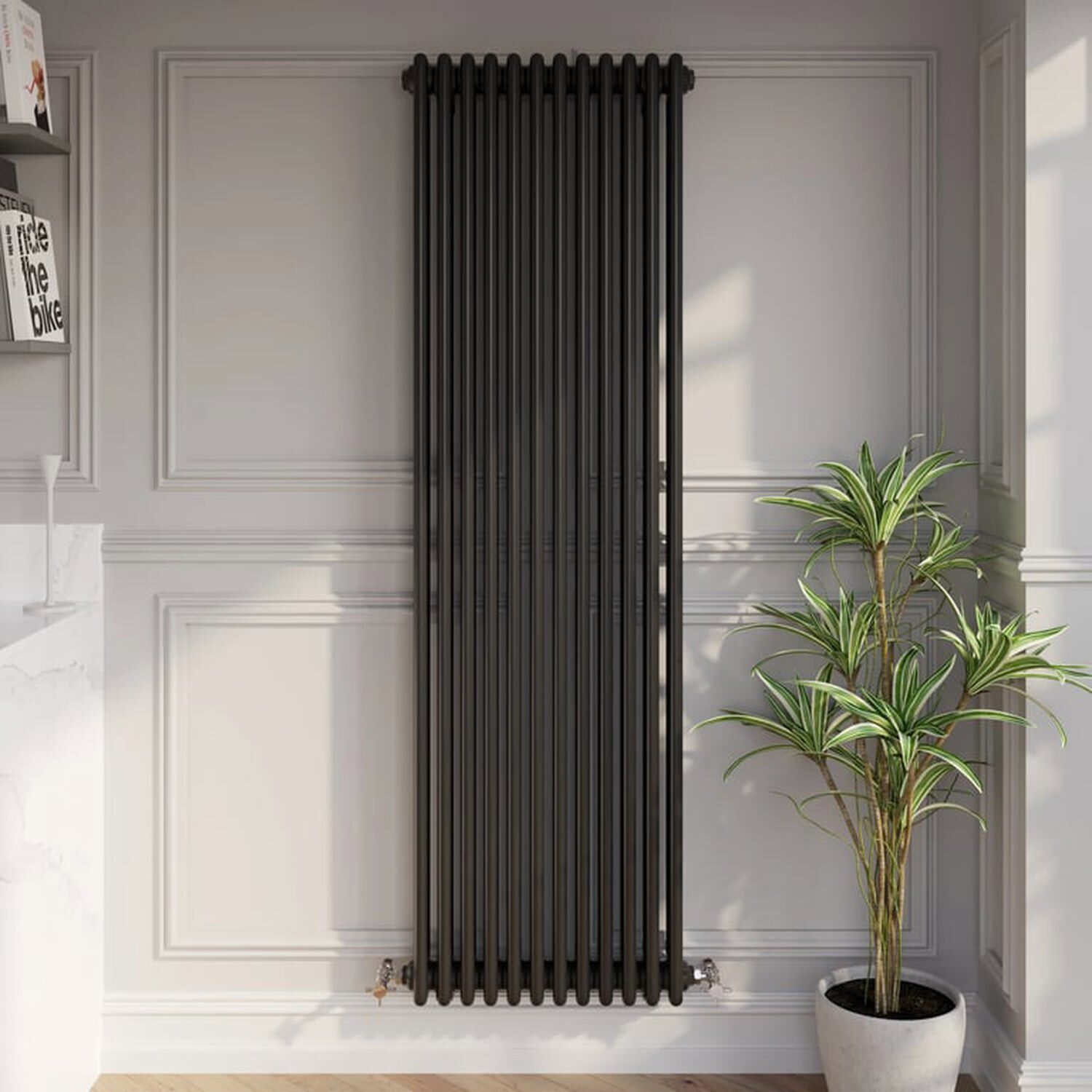 Temprazo Traditional Colosseum Double Bar Column Radiator Black 300 X 425Mm - Black / 560Mm / 1800Mm / 100Mm