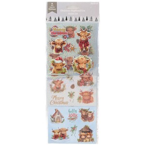 Christmas Highland Cow Sticker Sheet Set