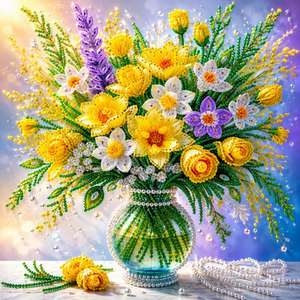 Spring Flowers in Glass Vase 5D DIY Diamond Painting Kit