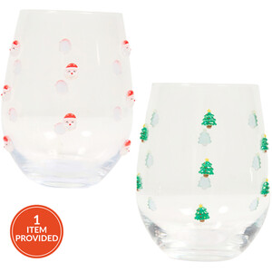 Tree or Santa Icon Tumbler Glass