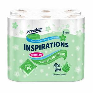 Freedom Aloe Vera Toilet Paper 90 Rolls with Jumbo Kitchen Towels 24 Rolls