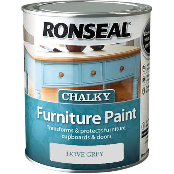 Ronseal chalky furniture paint dove grey 750ml - pack of 3
