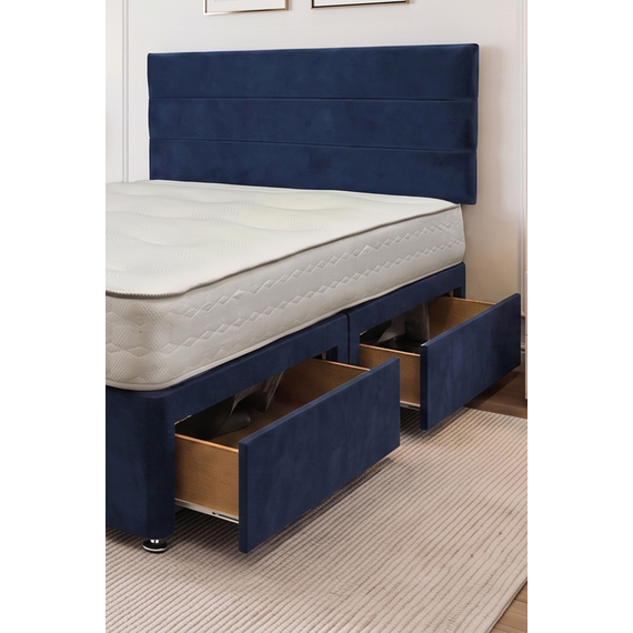 Emily Cream Naples 6FT Bed Set With Mattress, 2 Drawers Same Side & 24