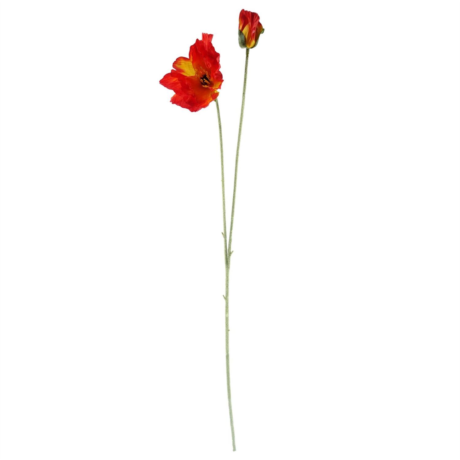 Leaf Unisex Red Pack Of 6 X 100Cm Artificial Poppy Stem 2 Flowers Premium In | Size: 6 X 100 Cm - Image 2