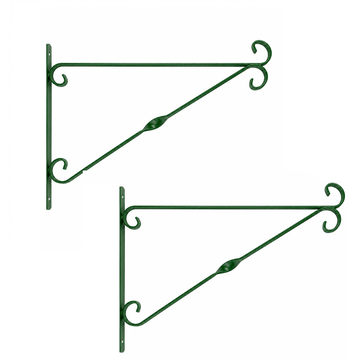 Shop4allsorts Green Set Of 2 Hanging Basket Brackets - 14 Inch 35Cm Outdoor Basket Bracket - Steel Wall Bracket For Baskets, Bird Feeders, Outdoor Lanterns. - Image 3