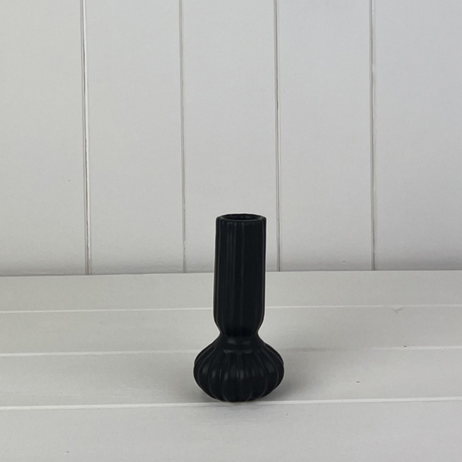  - Contemporary Black Rustic Ceramic Candle Holder - Image 3