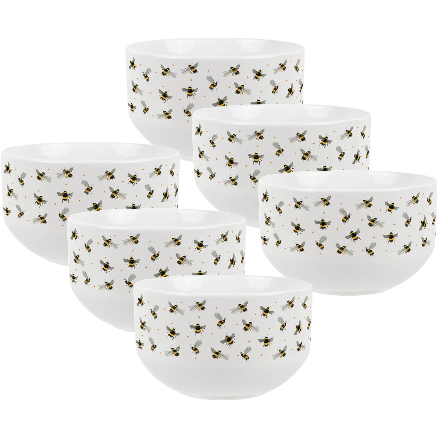 Purely Home Watercolour Bees Ceramic Bowl - Yellow / 6